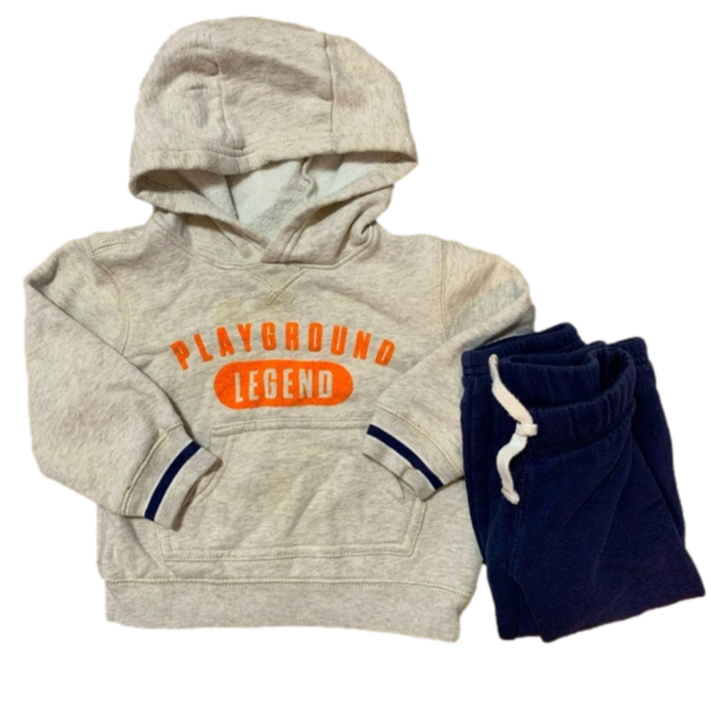 Carter’s Playground Legend Navy Blue Orange 2 Piece Fleece Sweatsuit